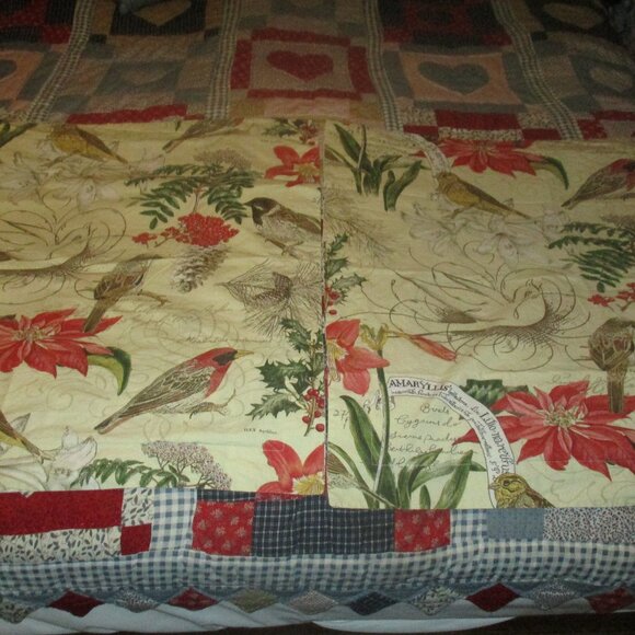 RARE Pottery Barn Amaryllis & Bird Botanical F/Q Duvet Cover & 2 Euro Shams - Picture 9 of 12